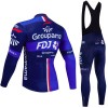 Set Fietsshirt Lange Mouw + Lange Koersbroek 2024 Groupama FDJ Zwart Blauw